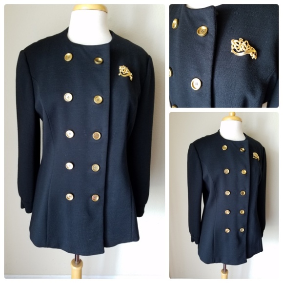 Gibbs-Louis Vintage Double Breasted Black Jacket - Picture 1 of 8